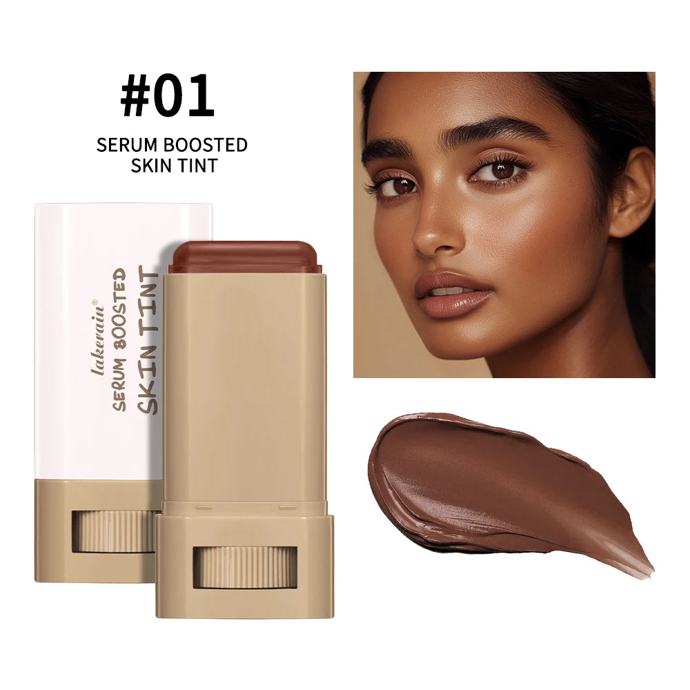 New Serum Balm, skin tint boosted, silky texture, hydrating coverage, plumping, even skin tone, best stick foundation, travel makeup