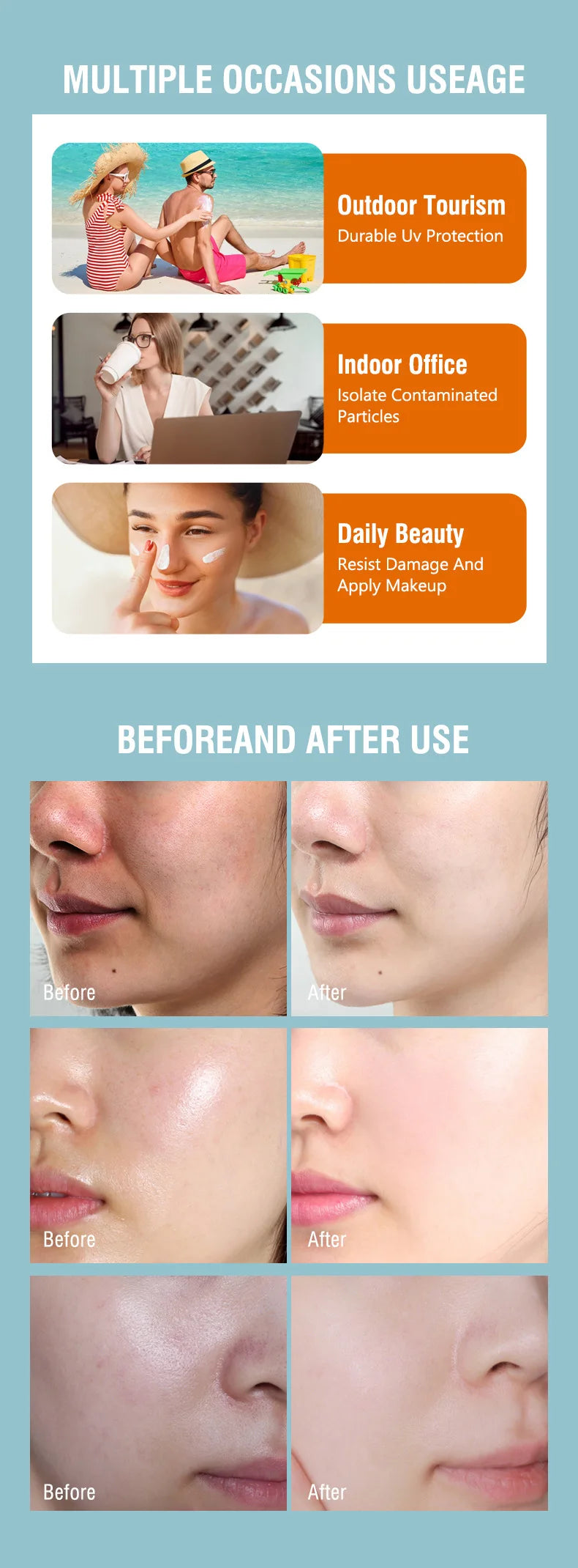 Facial Body Sunscreen, Waterproof, SPF 90+ UV, Sunblock, Skin Protective Cream, Anti-sun Facial Protection Cream for the Beach