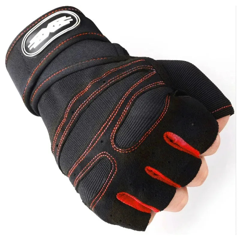 Guantes de Gimnasio Unisex con Soporte de Muñeca – Medio Dedo para Pesas, Ciclismo y Culturismo