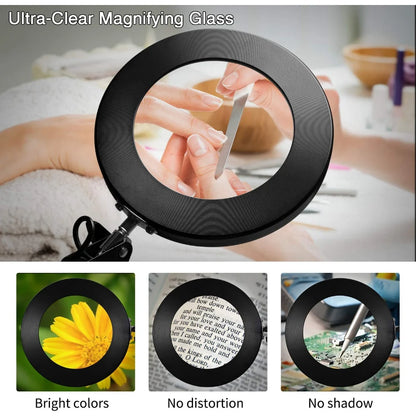 Lupa LED 72 Luces con Brazo Articulado – Aumento 8X/10X, 3 Modos de Color, USB