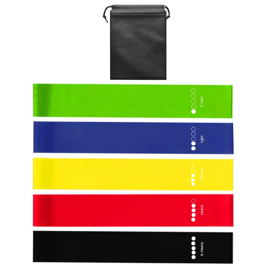 Bandas Elásticas de Resistencia – Set de 5 Niveles | Látex Natural | Fitness, Yoga, Pilates y Crossfit