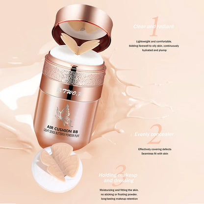 BB Cream Air Cushion, Moisturizing Foundation, Concealer, Whitening, Oil Control, Waterproof, Butterfly Powder Puff, Makeup Cosmetics