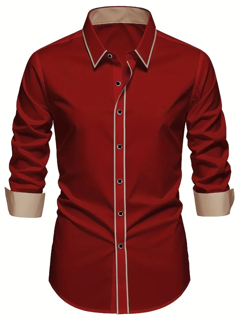 2025 nueva camisa de retazos para hombre, moda de lujo, manga larga, inteligente, informal, esmoquin para las cuatro estaciones, camisas microelásticas para hombre