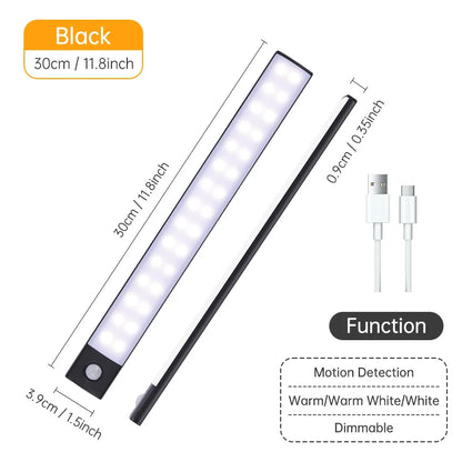 Wireless LED Night Light with Motion Sensor, USB Rechargeable Night Lamp for Wardrobe, Under Cabinet Lighting for Kitchen