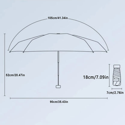 Paraguas UV Ultraligero Plegable – Sol y Lluvia, Dosel 190T