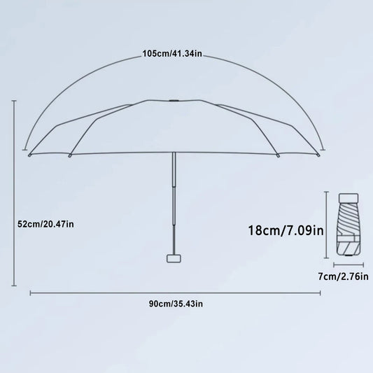 Ultra-lightweight UV Protection Umbrella: Compact and foldable design with stainless steel handle for sun and rain, durable 190T canopy