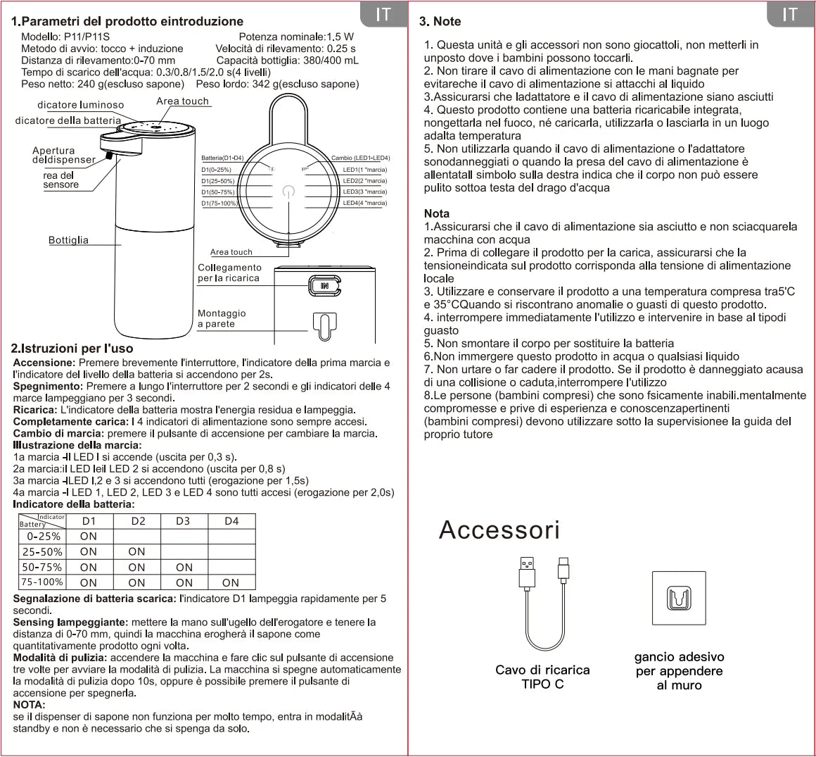 Dispensador automático de jabón líquido/Foma, dispensador eléctrico sin contacto, recargable por USB con sensor infrarrojo para baño, cocina