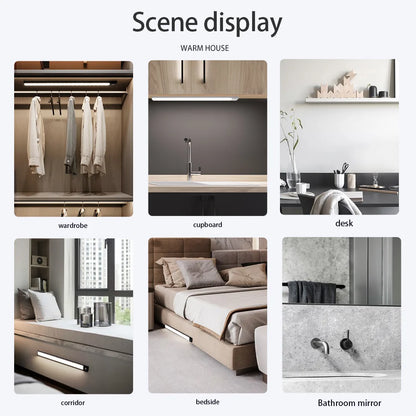 Wireless LED Night Light with Motion Sensor, USB Rechargeable Night Lamp for Wardrobe, Under Cabinet Lighting for Kitchen
