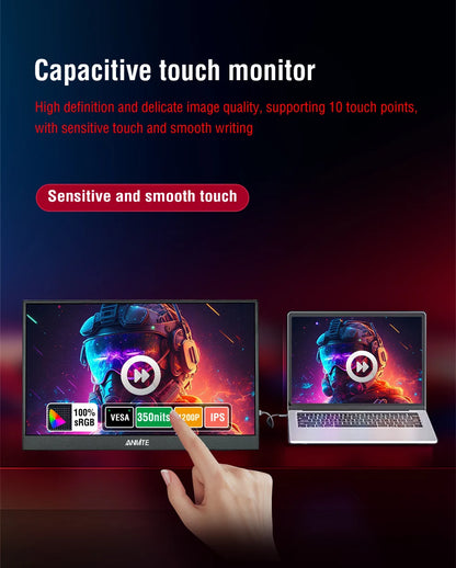 14-inch Portable Touch Monitor Optional Non-Touch 16:10 400cd/m2 Gaming Computer Expand Screen for XBox PS4/5 Switch Laptop