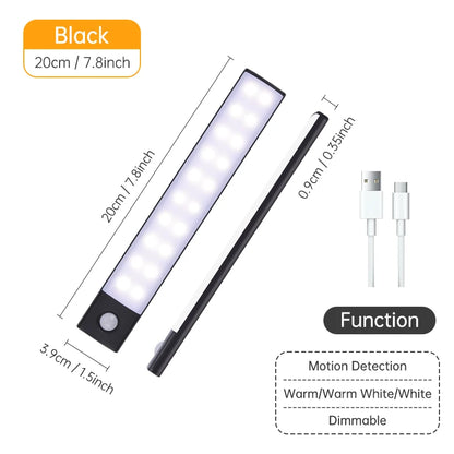 Wireless LED Night Light with Motion Sensor, USB Rechargeable Night Lamp for Wardrobe, Under Cabinet Lighting for Kitchen