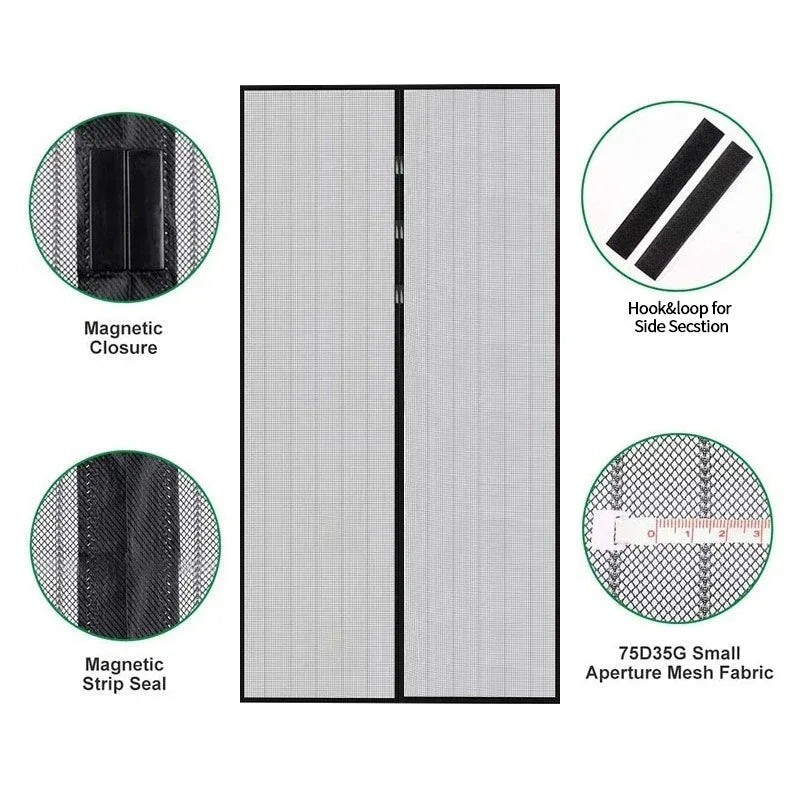 Window mosquito net, self-closing magnetic screen door, home ventilation curtains