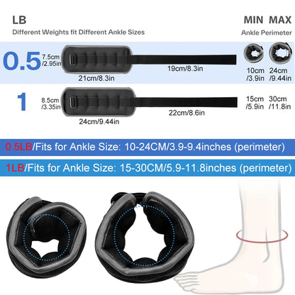 1 Pair Ankle and Wrist Weights (0.25kg/0.5kg each pack) for Women and Men, New Leg and Arm Weights Set with Adjustable Straps for Exercise