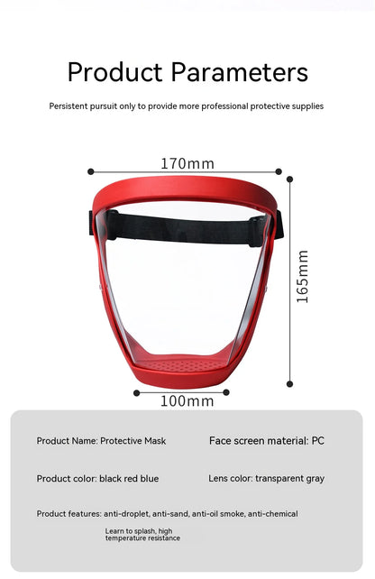 Transparent Face Shield for Work, Anti-fog Oil-proof Full Face Mask for Kitchen