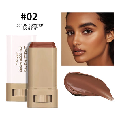 New Serum Balm, skin tint boosted, silky texture, hydrating coverage, plumping, even skin tone, best stick foundation, travel makeup