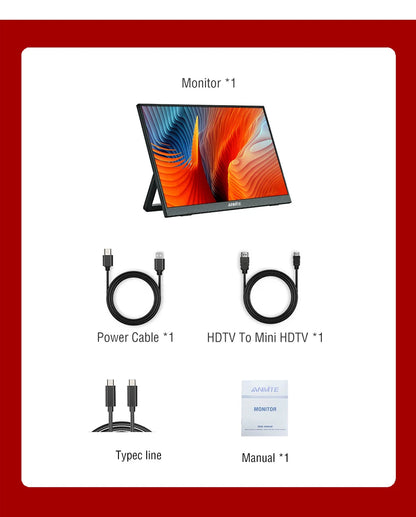 14-inch Portable Touch Monitor Optional Non-Touch 16:10 400cd/m2 Gaming Computer Expand Screen for XBox PS4/5 Switch Laptop