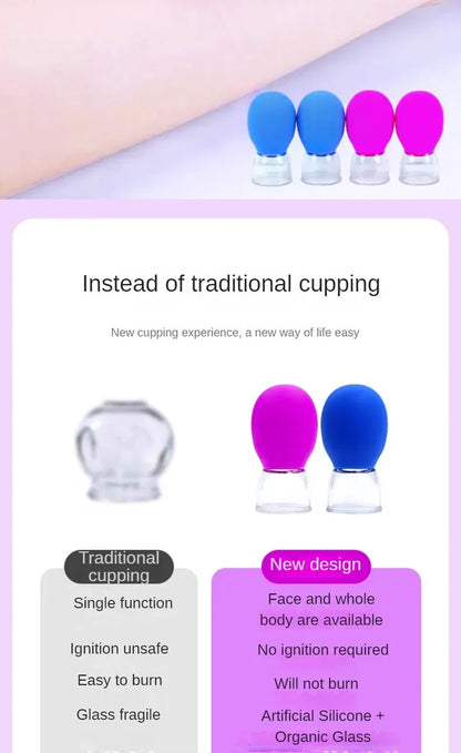 Taza de masaje con ventosas de silicona para el cuerpo, cara, cuello, masajeador de ojos, tanque de vacío, cuidado Facial corporal, herramienta de belleza antienvejecimiento