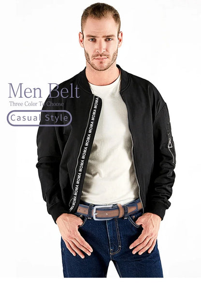 Cinturón de Moda para Hombre – Estilo Casual Lujoso, 3 Colores, Tallas 110-130 cm