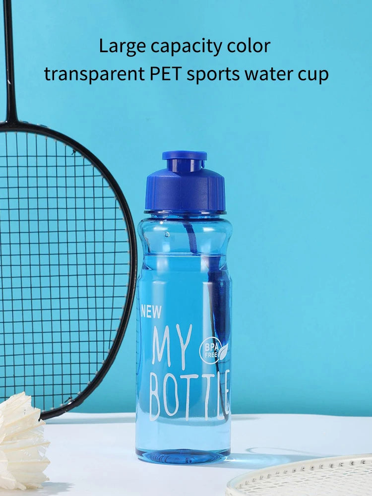 Botella Deportiva 550ml Tritan Transparente – Cuerda Anticaída, Tapa con Clic, Aislamiento Térmico