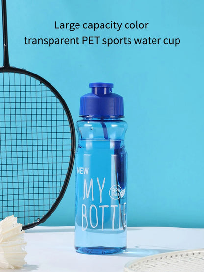Botella Deportiva 550ml Tritan Transparente – Cuerda Anticaída, Tapa con Clic, Aislamiento Térmico