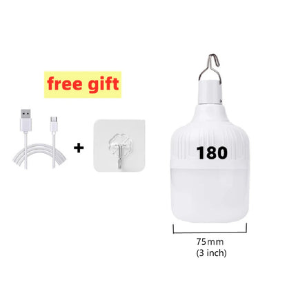Bombilla LED Portátil Recargable USB con Gancho | 4 Modos, Alta Potencia para Camping y Exteriores