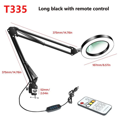 Lupa LED 72 Luces con Brazo Articulado – Aumento 8X/10X, 3 Modos de Color, USB