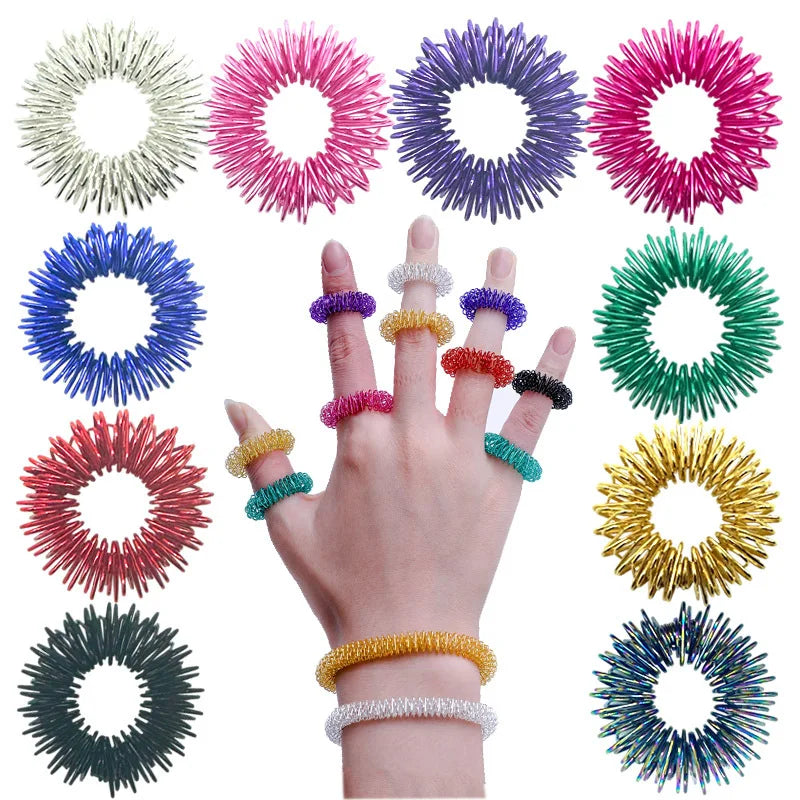 Anillos de Acupresión Fidget | Set 10 piezas | Alivio del Estrés para Adolescentes y Adultos