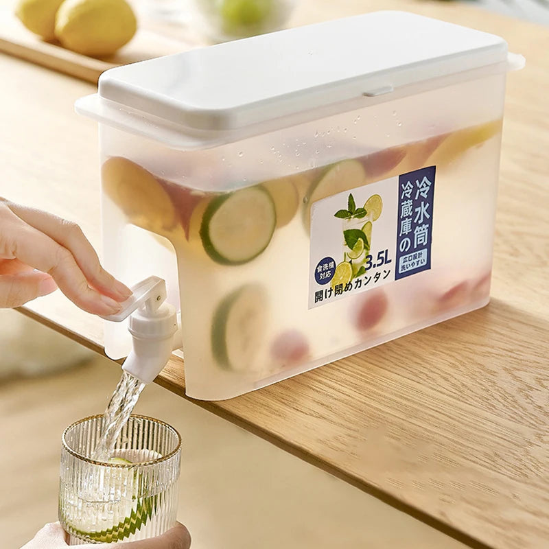 3.5L Water Dispenser with Spigot, Cold Juice Lemonade Beverage Bucket, Liquid Storage Tank, Refrigerator Organizers for Outdoor