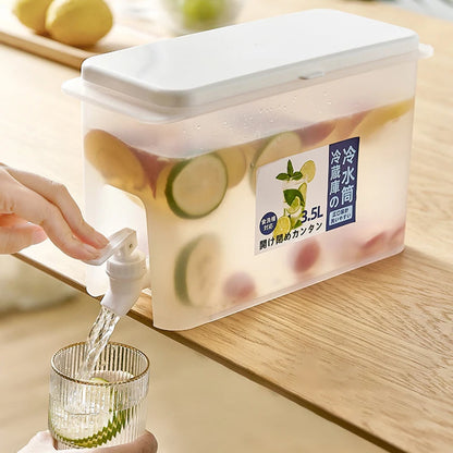 3.5L Water Dispenser with Spigot, Cold Juice Lemonade Beverage Bucket, Liquid Storage Tank, Refrigerator Organizers for Outdoor