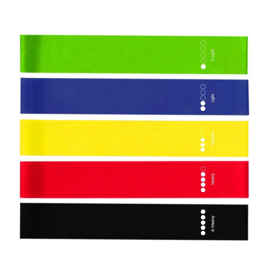 Bandas Elásticas de Resistencia – Set de 5 Niveles | Látex Natural | Fitness, Yoga, Pilates y Crossfit