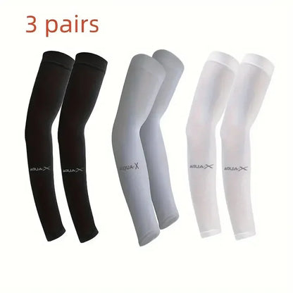 3 pares de fundas de protección solar transpirables, cubiertas de protección UV para brazos, usos para deportes, conducción, escudo de aventuras al aire libre