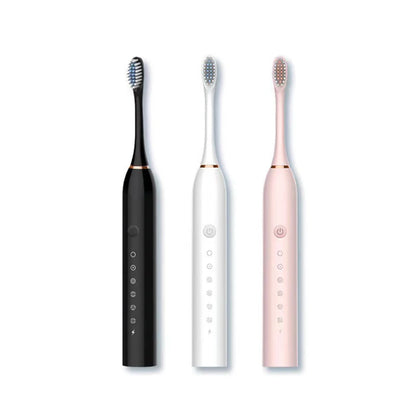 Cepillo de dientes eléctrico ultrasónico, modo de seis velocidades, pelo suave para el hogar, carga USB, limpiador de dientes impermeable para adultos, juego automático para parejas