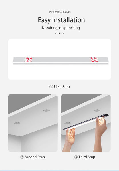 Wireless LED Night Light with Motion Sensor, USB Rechargeable Night Lamp for Wardrobe, Under Cabinet Lighting for Kitchen