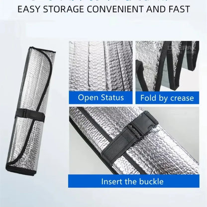 Foldable Car Windshield Sunshade, Visor Cover, Block Reflector, Portable, Breathable, Anti UV Protector, Free Screen, 140cm