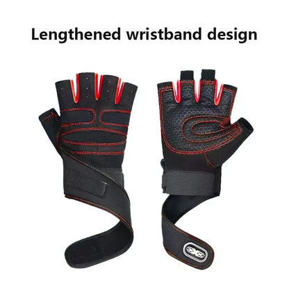 Guantes de Gimnasio Unisex con Soporte de Muñeca – Medio Dedo para Pesas, Ciclismo y Culturismo