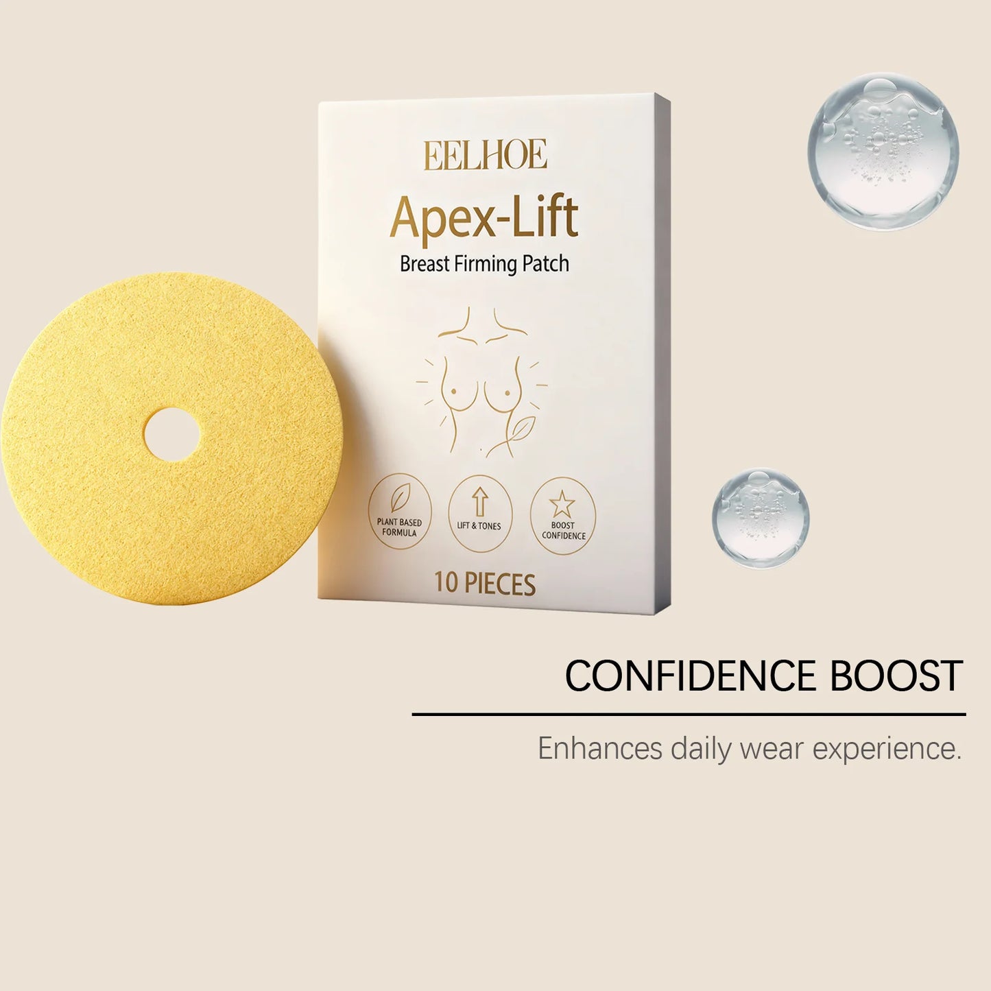 Breast lift patch, 10 Pcs, firming and shaping, skin care, hydrolyzed collagen, infusion, invisible and comfortable women's clothing