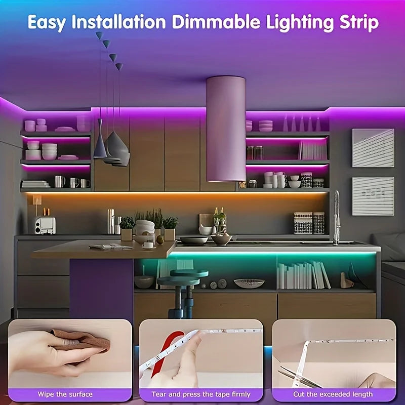 Tira de Luces LED RGB con Control por App – 1M a 40M, USB 5V, Multicolor para Habitación