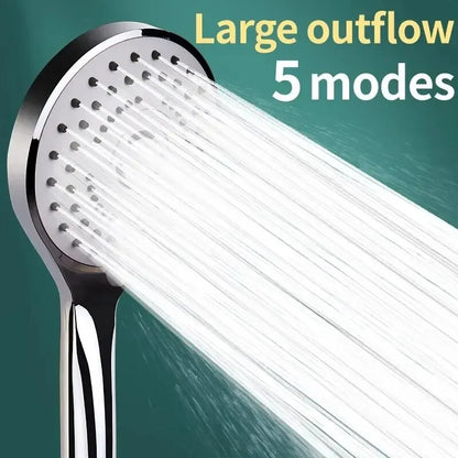 Pressurized Handheld Shower Head Set for Bathroom, Shower Nozzle, Large Water Outlet, 5 Modes, Universal Fit, Water Saving
