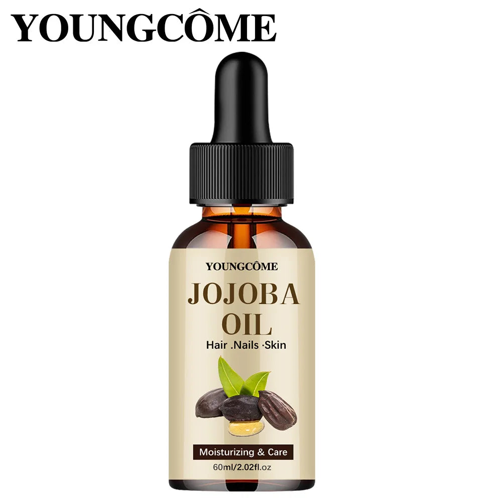 Aceite de jojoba orgánico, aceite hidratante puro para rostro, cabello, piel y uñas |   Relaxador de cabello con aceite portador sin hexano prensado en frío natural