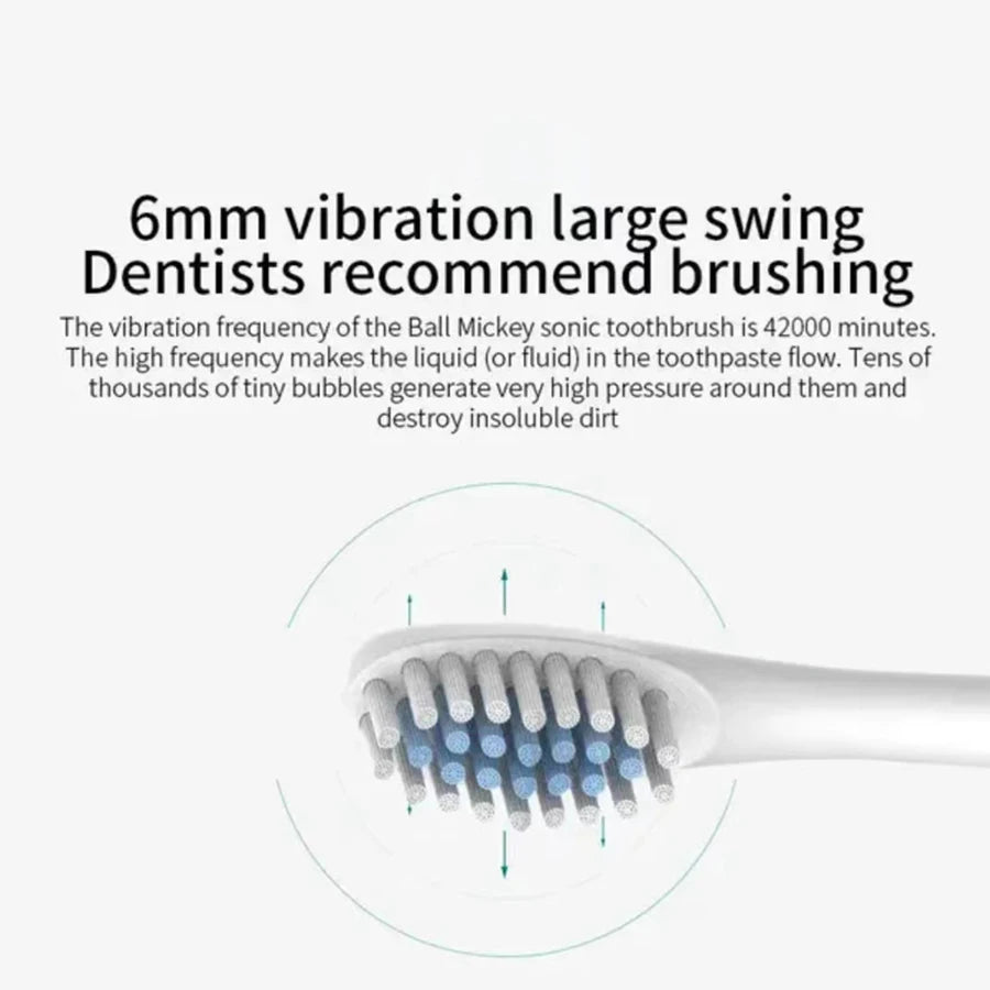 Cepillo de dientes eléctrico ultrasónico, modo de seis velocidades, pelo suave para el hogar, carga USB, limpiador de dientes impermeable para adultos, juego automático para parejas