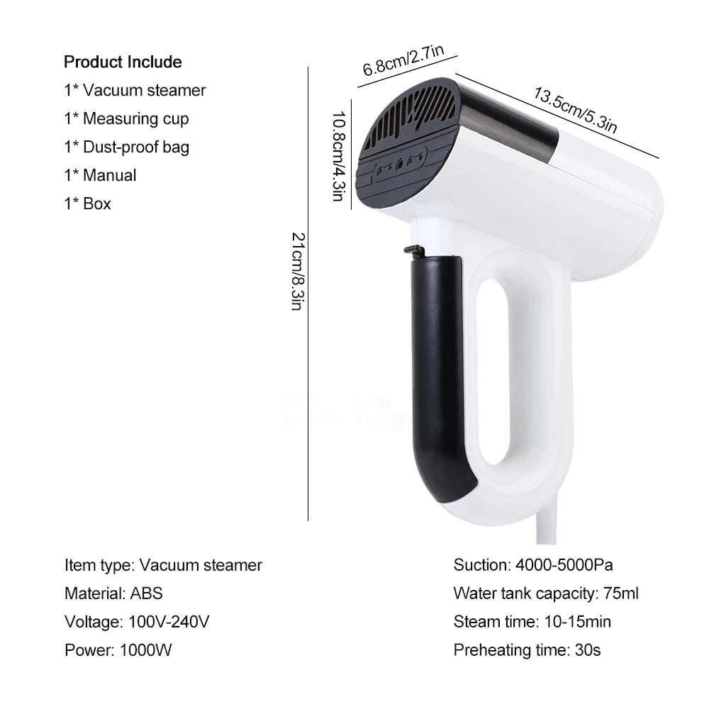 Vaporizador de Ropa Portátil 2 en 1 | Vapor y Seco 1000 W