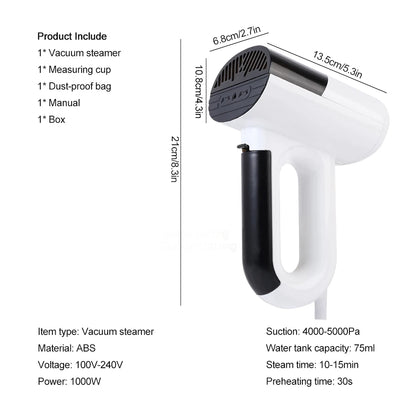 Vaporizador de Ropa Portátil 2 en 1 | Vapor y Seco 1000 W