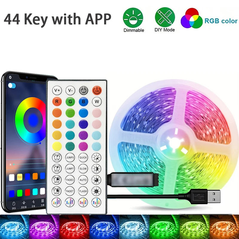 Tira de Luces LED RGB con Control por App – 1M a 40M, USB 5V, Multicolor para Habitación