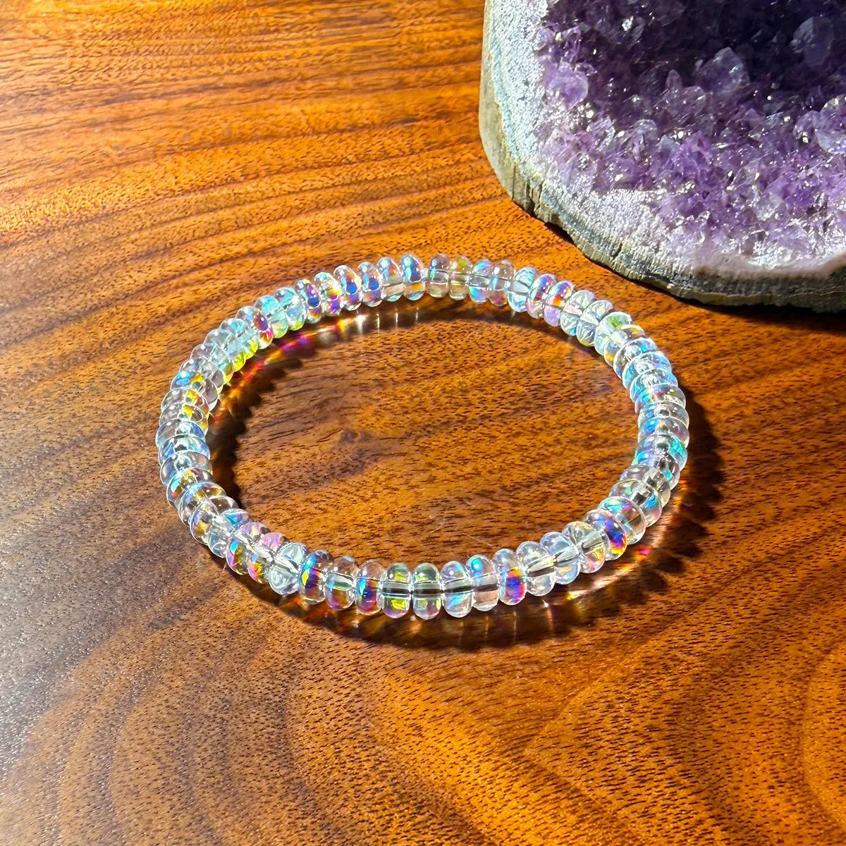 Natural Ethiopian Opal Bracelet for Menopause, Elastic Cord Jewelry, Helps Maintain Emotional Balance