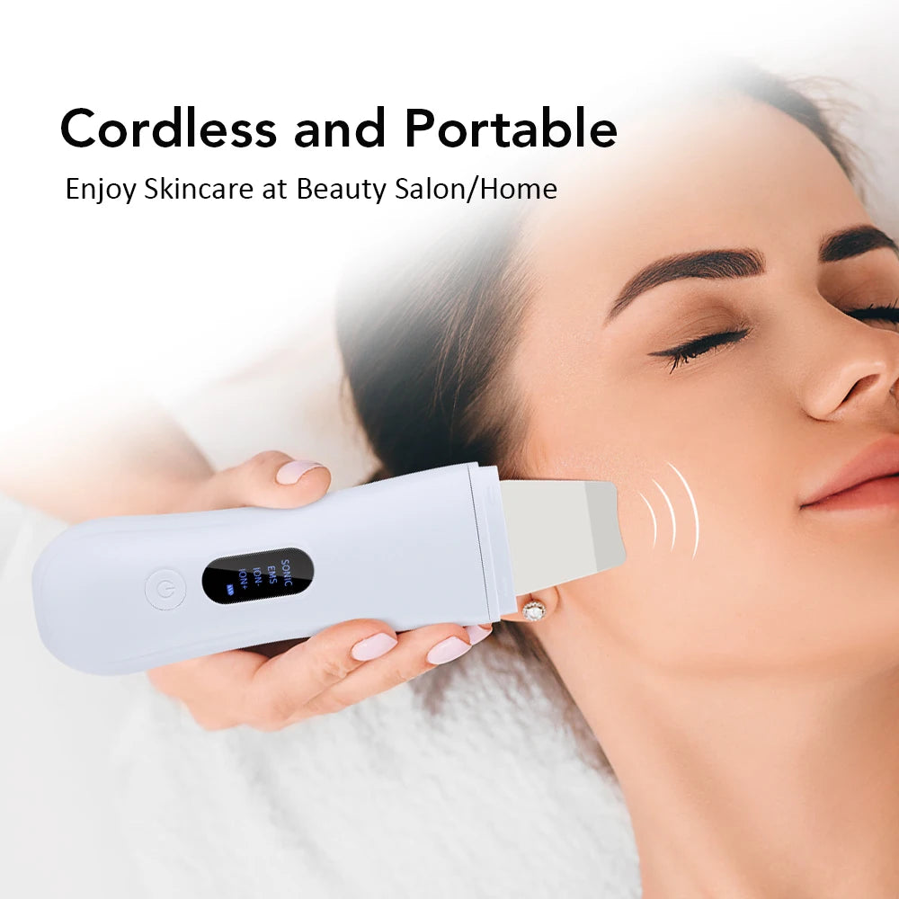 Depurador ultrasónico de la piel, espátula para la piel, limpieza Facial profunda de iones, 4 modos de levantamiento Facial, limpiador ultrasónico, dispositivo de cuidado de la piel