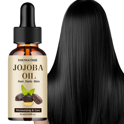Aceite de jojoba orgánico, aceite hidratante puro para rostro, cabello, piel y uñas |   Relaxador de cabello con aceite portador sin hexano prensado en frío natural