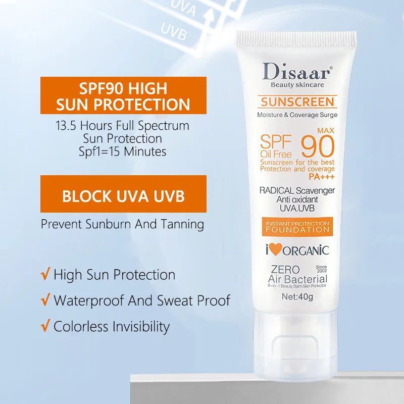 Facial Body Sunscreen, Waterproof, SPF 90+ UV, Sunblock, Skin Protective Cream, Anti-sun Facial Protection Cream for the Beach