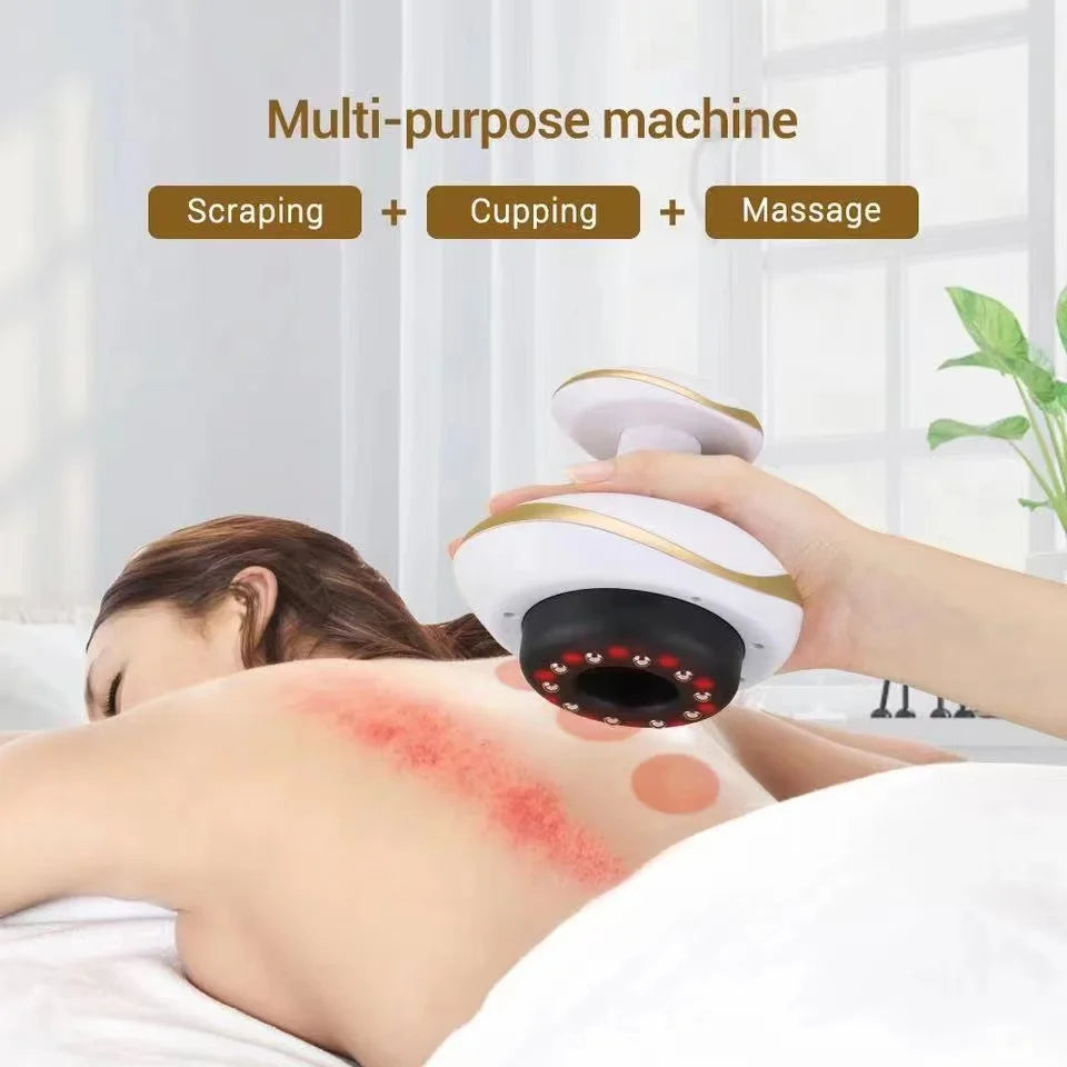 Masaje de raspado eléctrico, masajeador corporal con ventosas, latas de vacío, ventosa, calefacción corporal, espalda, cuello, brazo, masajeador Guasha