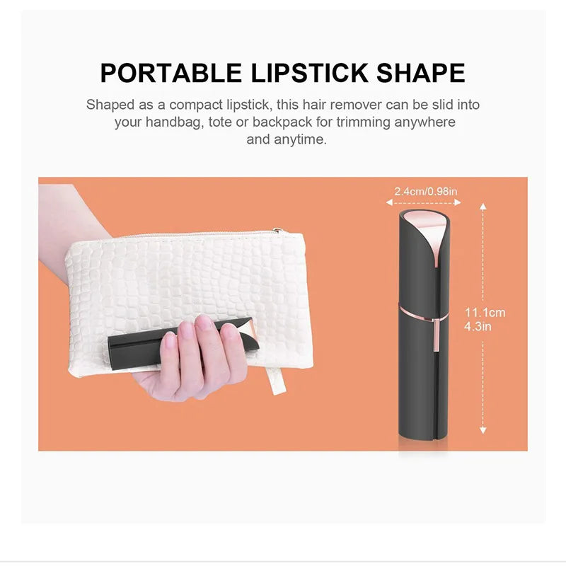 Depiladora eléctrica portátil en forma de lápiz labial para mujer, depilación Facial indolora y efectiva, herramienta de afeitadora para el hogar