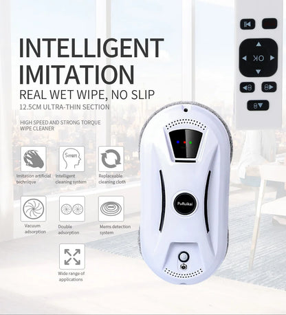 Robot aspirador ultrafino para limpieza de ventanas, robot limpiacristales eléctrico con control remoto para el hogar