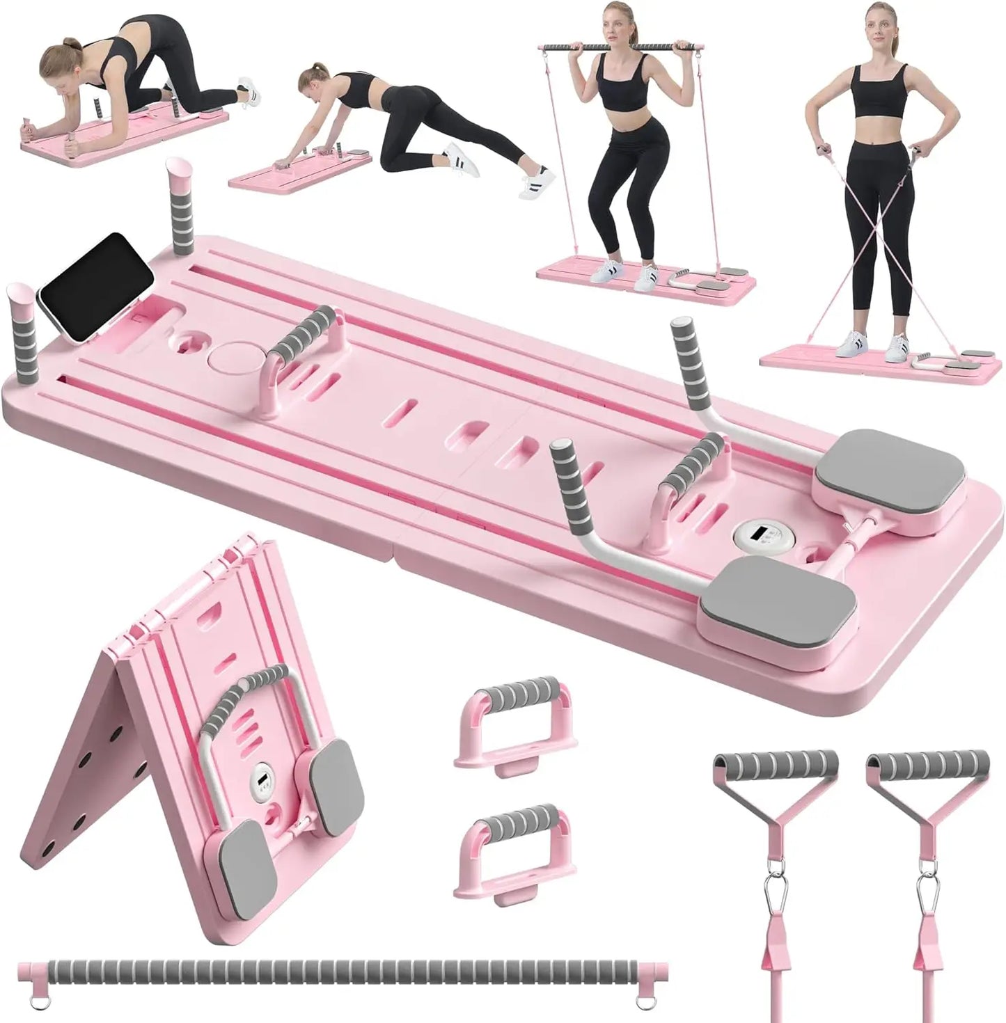Multifunctional Pilates Board, Abdominal Exercise Board, Resistance Bands for Fitness, Leg, Arm and Back Training for Home and Office